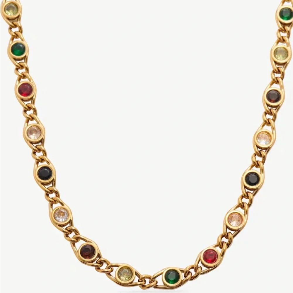 18K Gold Plated Color Gemstone Necklace · Waterproof & Tarnish-Free - Picture 5 of 7